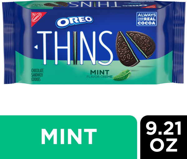 Nebisco Oreo Thins Mint Creme Chocolate Sandwich Cookies
