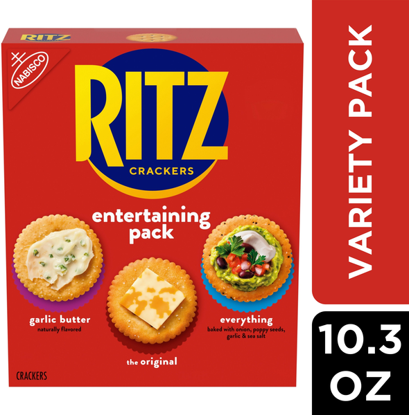 Ritz Crackers Entertaining Variety Pack with Original, Everything, and Garlic Butter Crackers