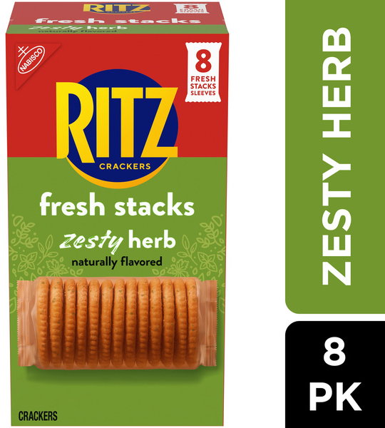 Ritz Fresh Stacks Zesty Herb Crackers, Travel Snacks, 8 Pack