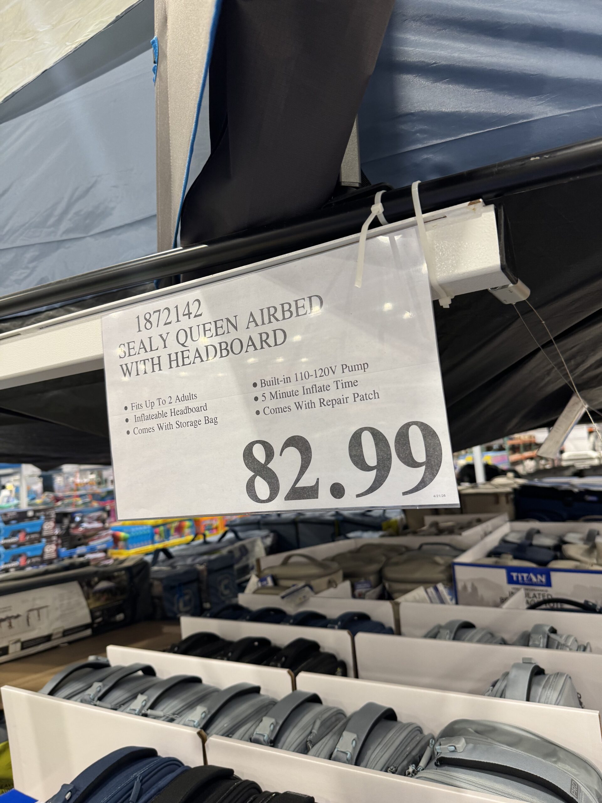Sealy Queen Airbed with Headboard - price tag