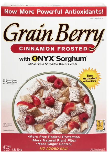 Grain Berry Cinnamon Frosted with ONYX Sorghum Shredded Wheat Cereal