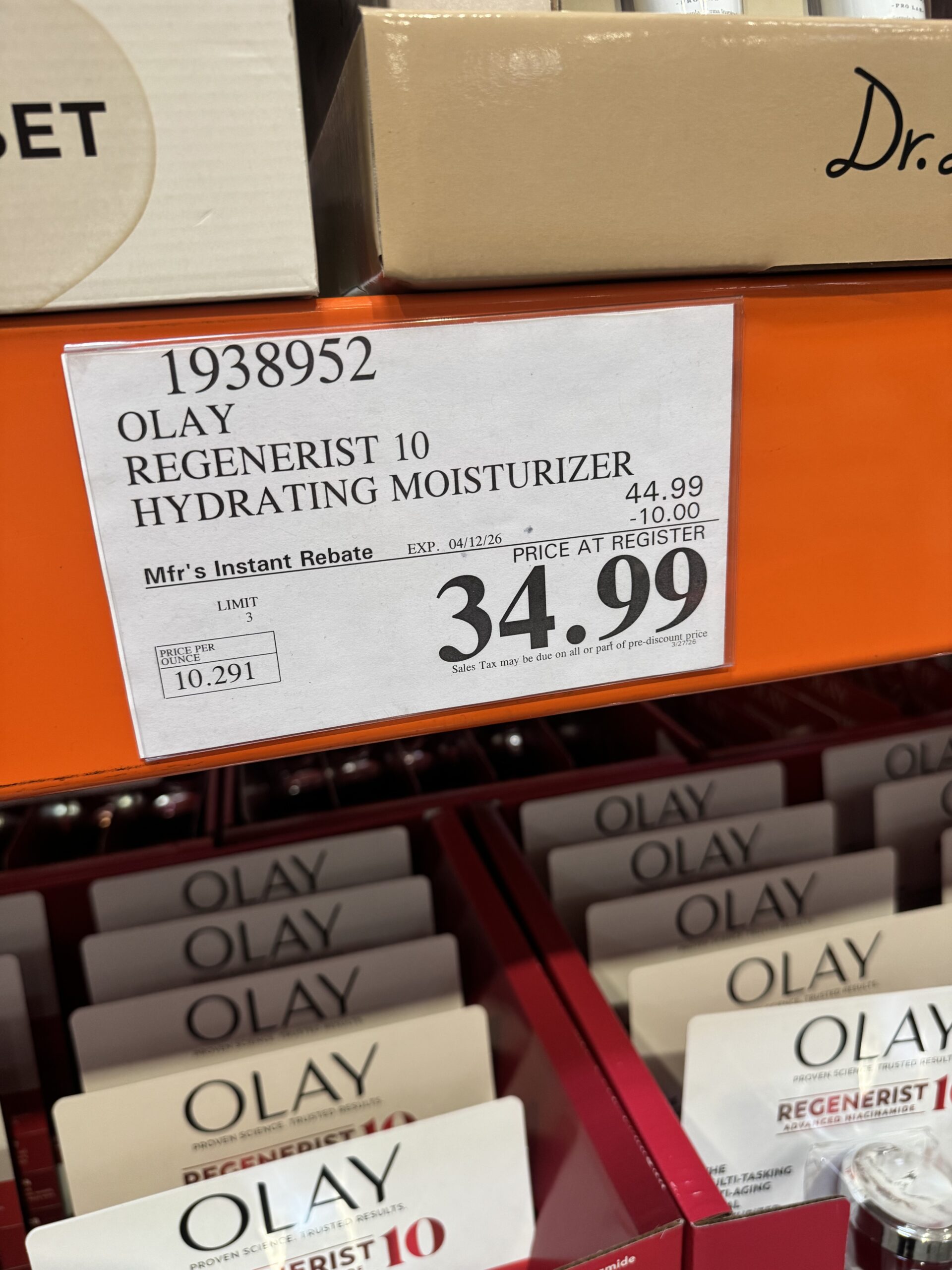 Olay Regenerist 10 Advanced Niacinamide Moisturizer - price tag