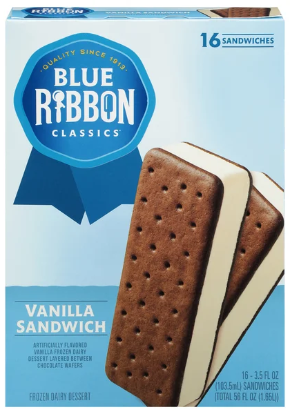 Blue Ribbon Classics Vanilla Frozen Dairy Dessert Sandwiches - 16 ct