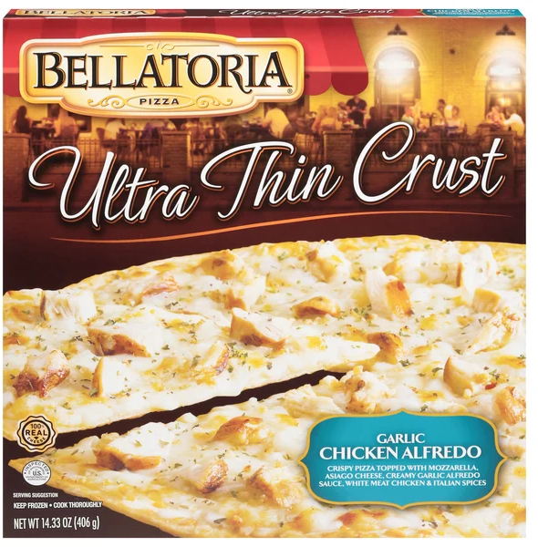 Bellatoria Ultra Thin Crust Garlic Chicken Alfredo Pizza Frozen