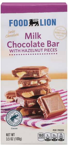 Food Lion Milk Chocolate Bar with Hazelnut Pieces