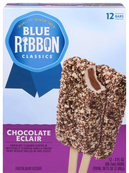 Blue Ribbon Classics Chocolate Eclair Frozen Dairy Dessert Bars - 12 ct