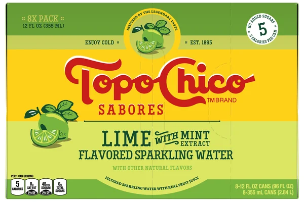 Topo Chico Sabores Lime with Mint Sparkling Water - 8 pk