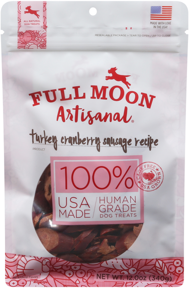 Full Moon Natural Artisanal Turkey Cranberry Sausage Recipe Dog Treats