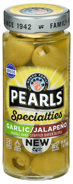 Pearls Specialties Greek Garlic & Jalapeno Stuffed Queen Olives