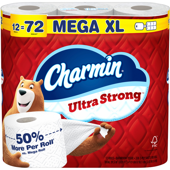 Charmin Ultra Strong Mega Roll 2-Ply Toilet Paper Unscented - 12 ct
