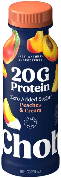 Chobani Complete Low Fat Peaches & Cream Greek Yogurt 20g Protein Drink