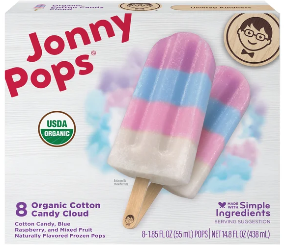 JonnyPops Organic Cotton Candy Cloud Ice Pops - 8 ct