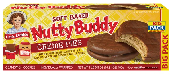 Little Debbie Nutty Buddy Creme Pies Snack Cakes - 6 ct