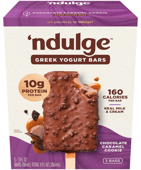 'Ndulge Chocolate Caramel Cookie Protein Greek Yogurt Bars - 3 ct Frozen