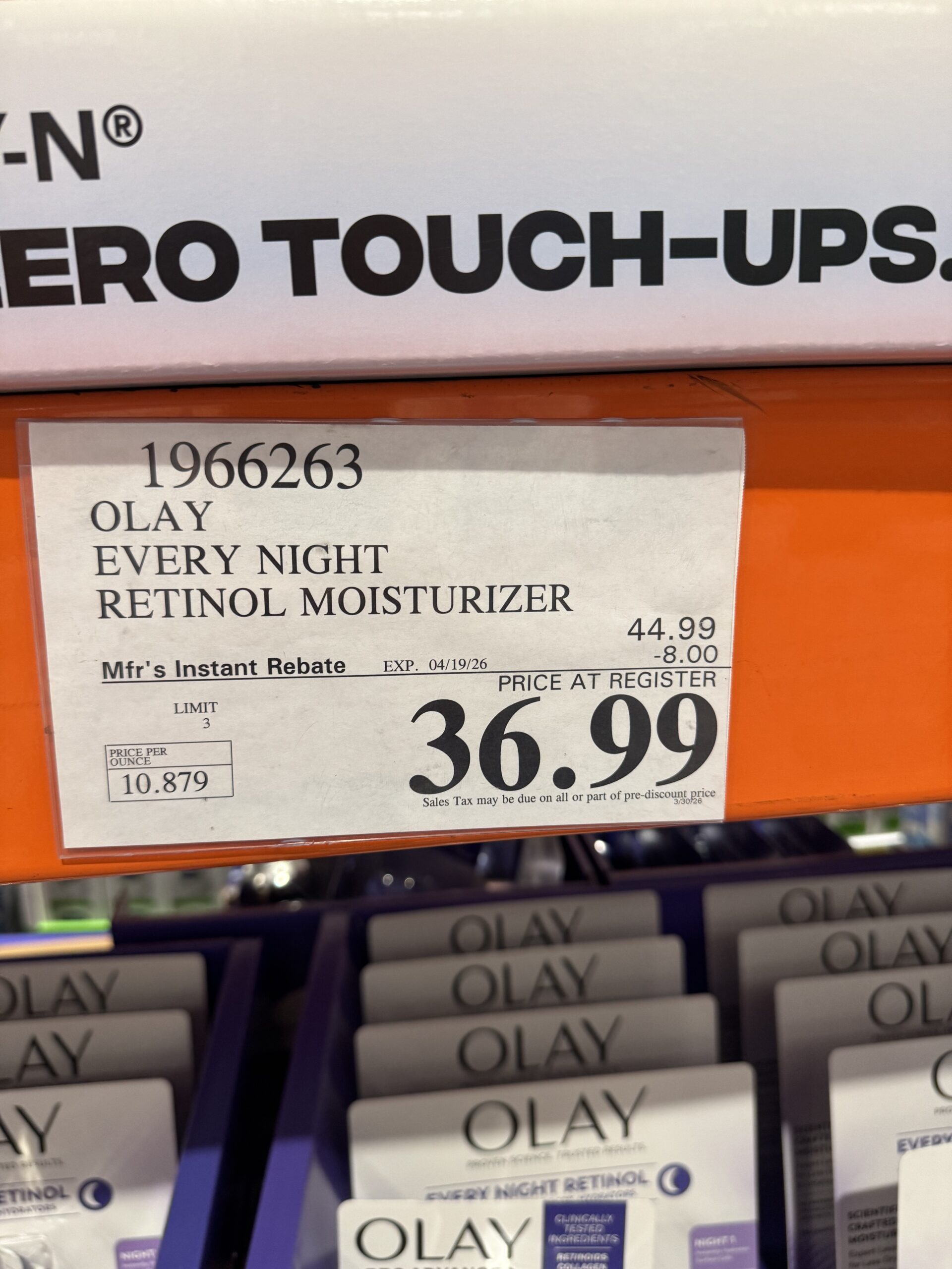 Olay Every Night Retinol Moisturizer - price tag