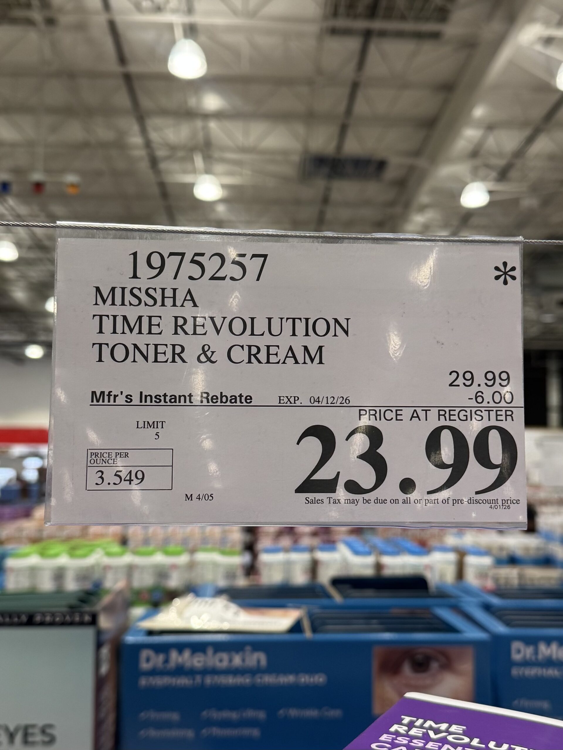 Missha Time Revolution Essential Care Set - price tag