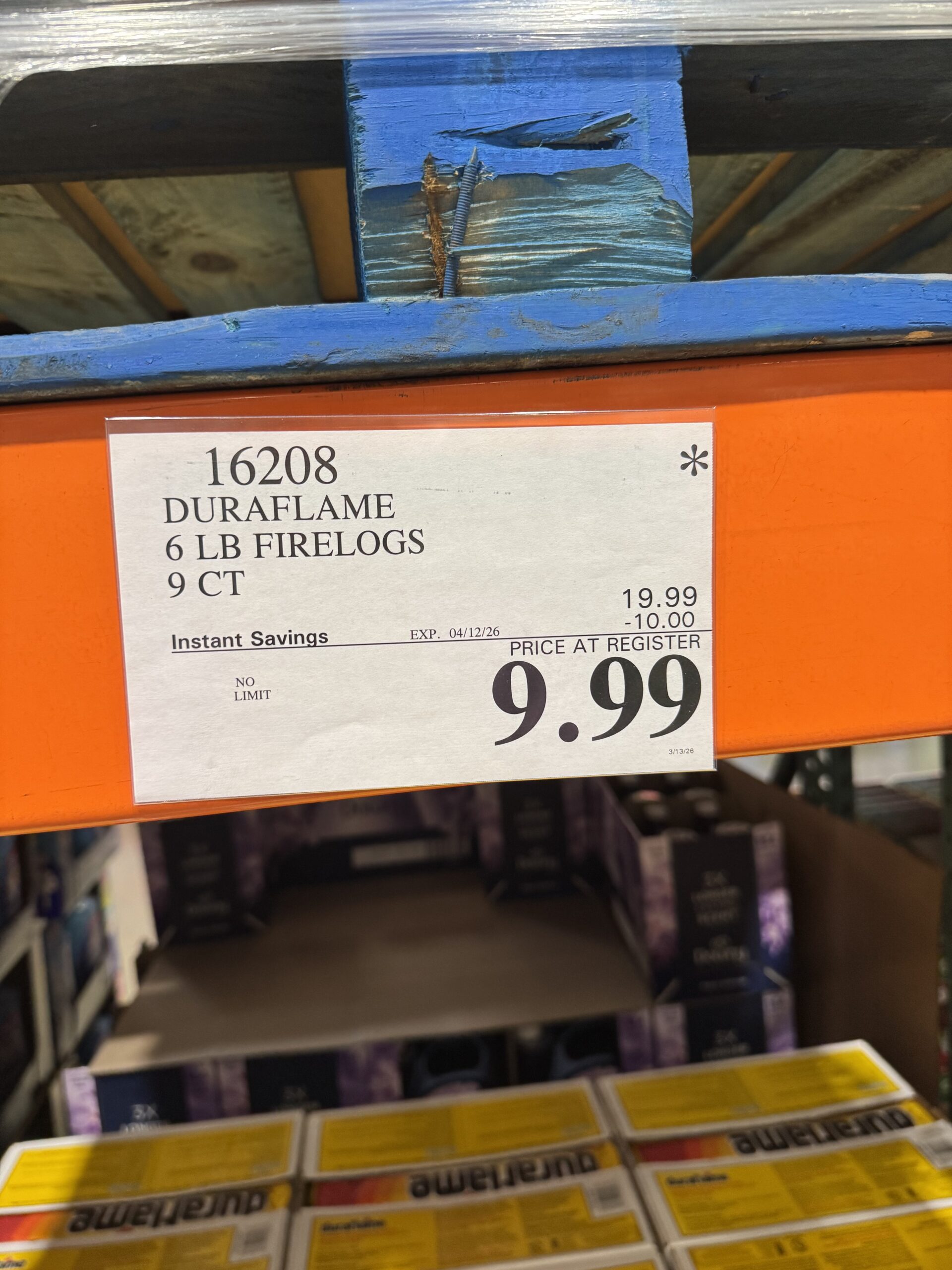 Duraflame Firelogs 9-Log Value Pack - price tag