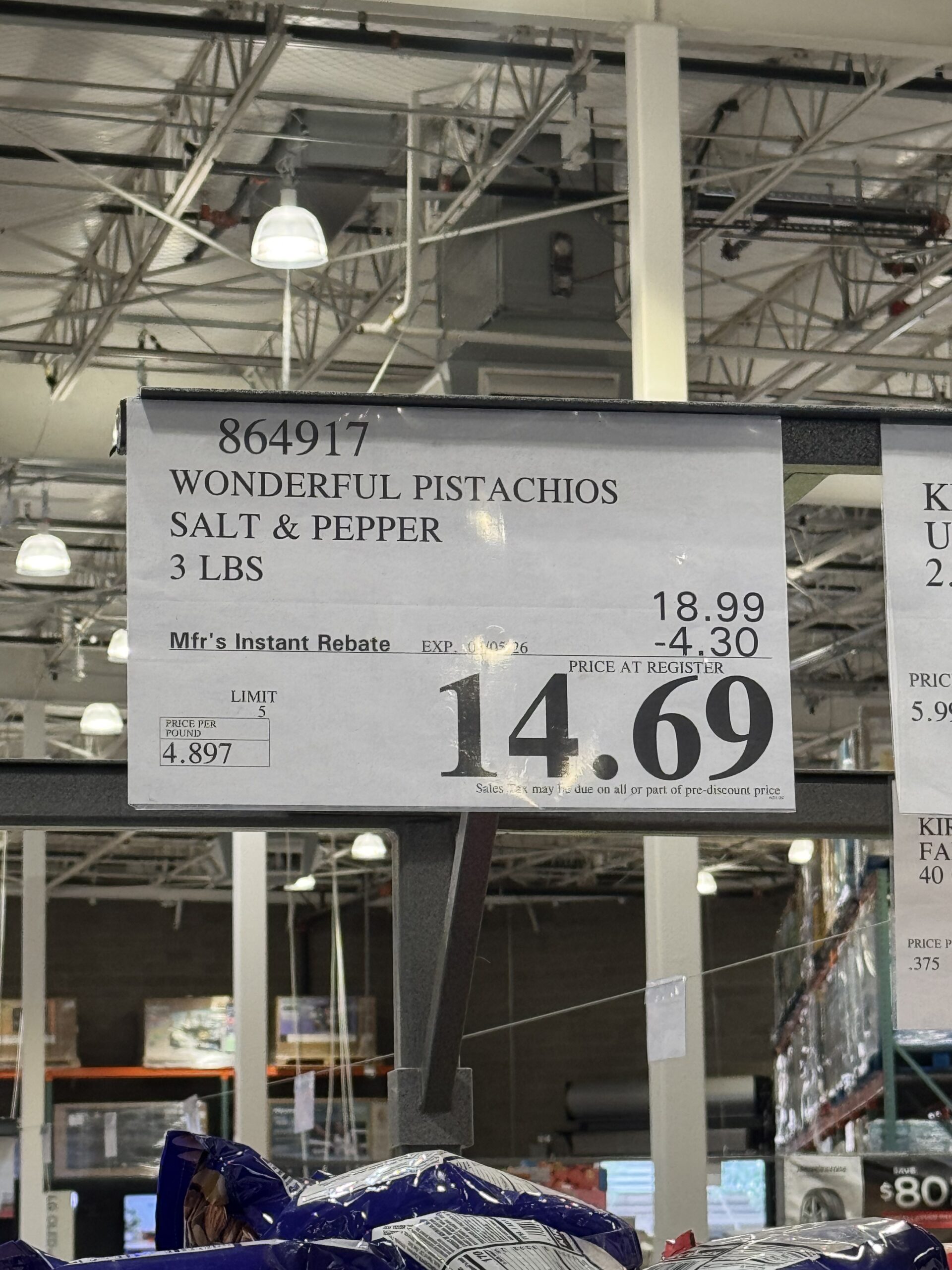 Wonderful Pistachios Salt & Pepper - price tag
