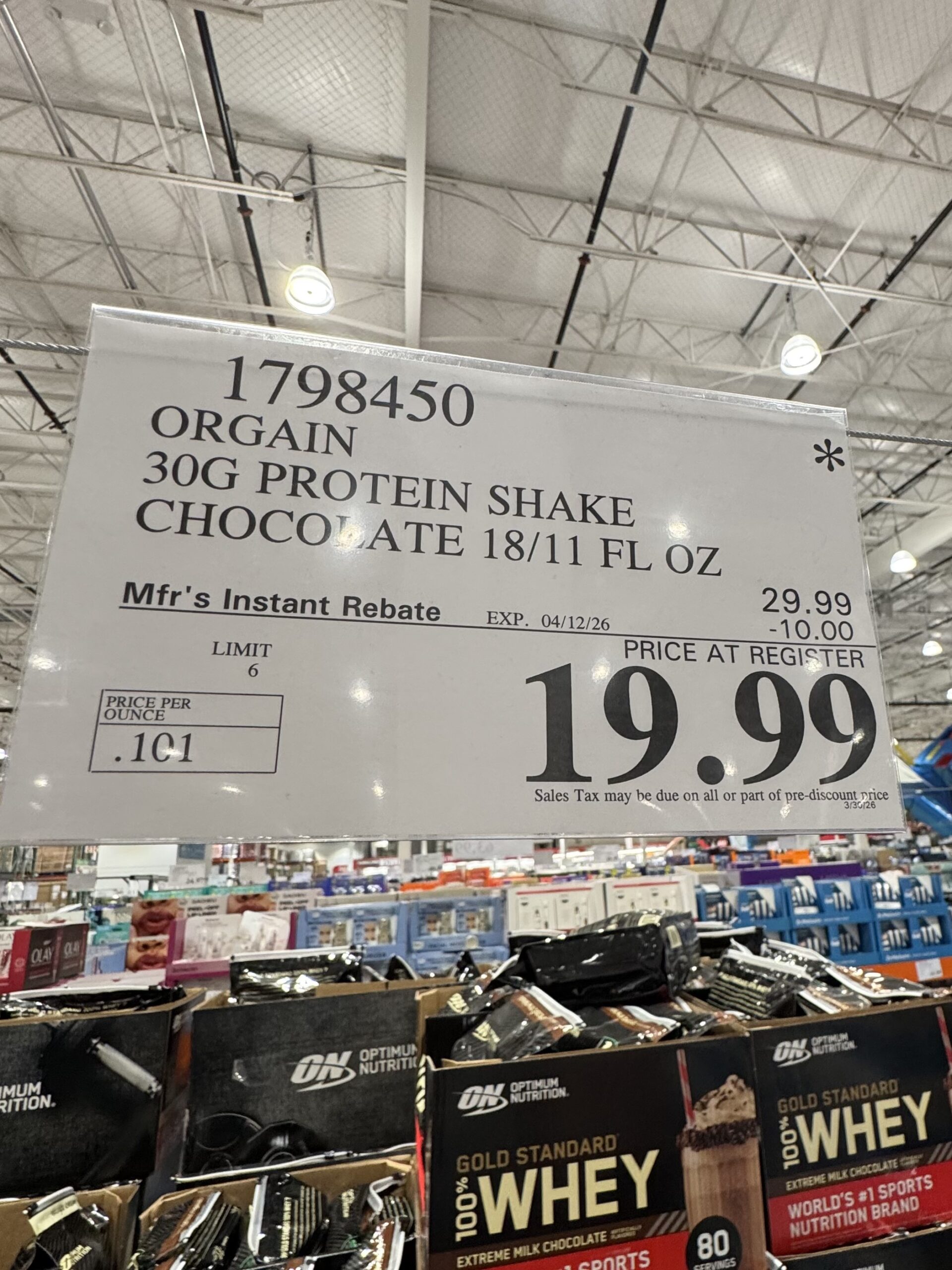 Orgain 30g Protein Shake Chocolate Fudge - price tag
