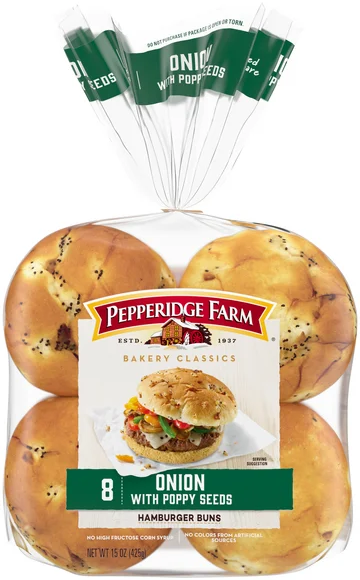 Pepperidge Farm Onion with Poppy Seeds Hamburger Buns - 8 ct