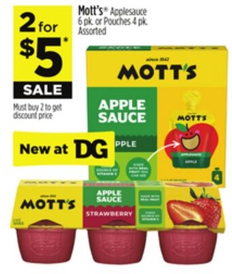 Mott's® Applesauce 6 pk. or Pouches 4 pk.