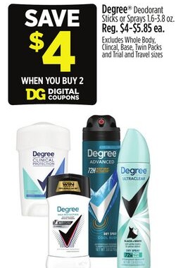 Degree® Deodorant Sticks or Sprays