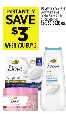 Dove® Bar Soap, Body Wash or Mini Body Scrub