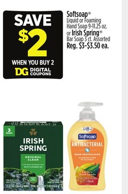 Softsoap® Liquid or Foaming Hand Soap 9-11.25 oz. or Irish Spring® Bar Soap 3 ct.