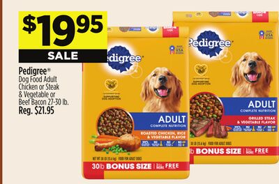 Pedigree® Dog Food Adult Chicken or Steak & Vegetable or Beef Bacon