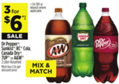 Dr Pepper®, Sunkist®, RC® Cola, Canada Dry®, 7UP® or A&W®