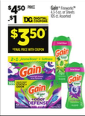 Gain® Fireworks 4.3-5 oz. or Sheets 105 ct.