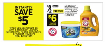 Arm & Hammer® Liquid Laundry Detergent or OxiClean