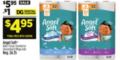 Angel Soft® Bath Tissue Scented or Unscented 8 Mega rolls
