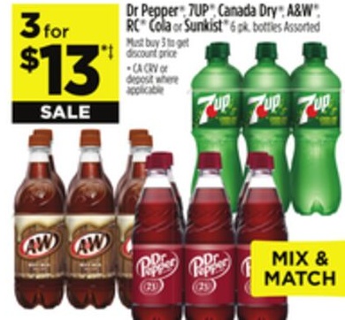 Dr Pepper®, 7UP®, Canada Dry®, A&W®, RC® Cola or Sunkist®