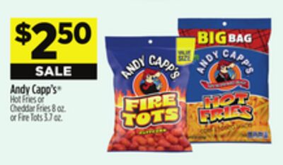 Andy Capp's® Hot Fries or Cheddar Fries 8 oz. or Fire Tots 3.7 oz.