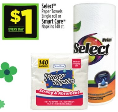Select™ Paper Towels Single roll or Smart Care® Napkins