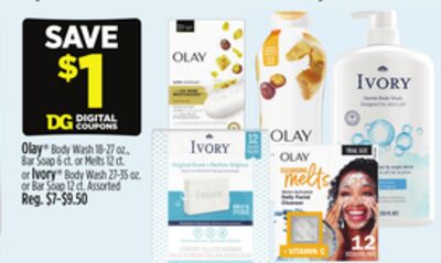 Olay® Body Wash, Bar Soap or Melts or Ivory® Body Wash or Bar Soap