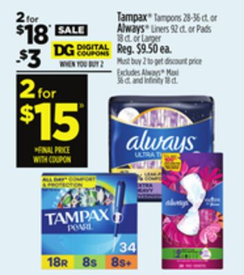 Tampax® Tampons or Always® Liners or Pads