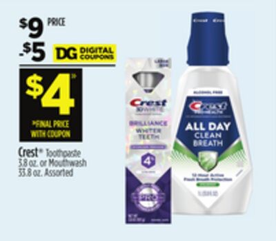 Crest® Toothpaste 3.8 oz. or Mouthwash 33.8 oz.