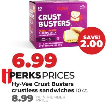 Hy-Vee Crust Busters crustless sandwiches