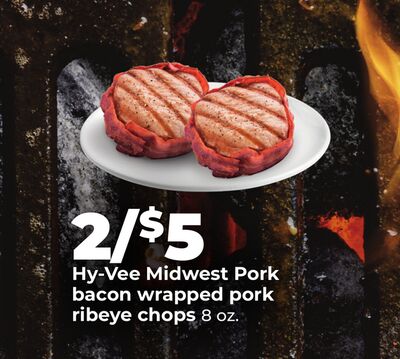 Hy-Vee Midwest Pork bacon wrapped pork ribeye chops