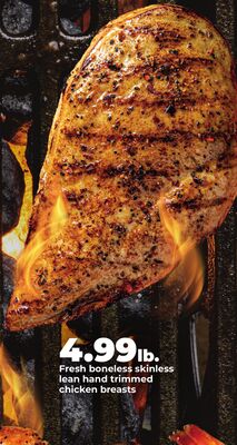 Fresh boneless skinless lean hand trimmed chicken breasts