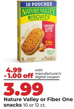 Nature Valley or Fiber One snacks