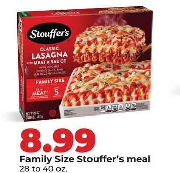Family Size Stouffer's meal