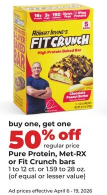 Pure Protein, Met-RX or Fit Crunch bars