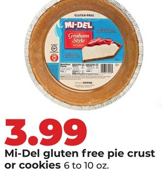 Mi-Del gluten free pie crust or cookies