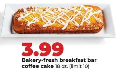 Bakery-fresh breakfast bar coffee cake