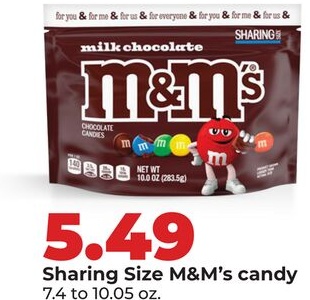 Sharing Size M & M' s candy