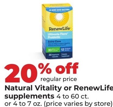 Natural Vitality or RenewLife supplements