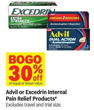 Advil or Excedrin Internal Pain Relief Products*